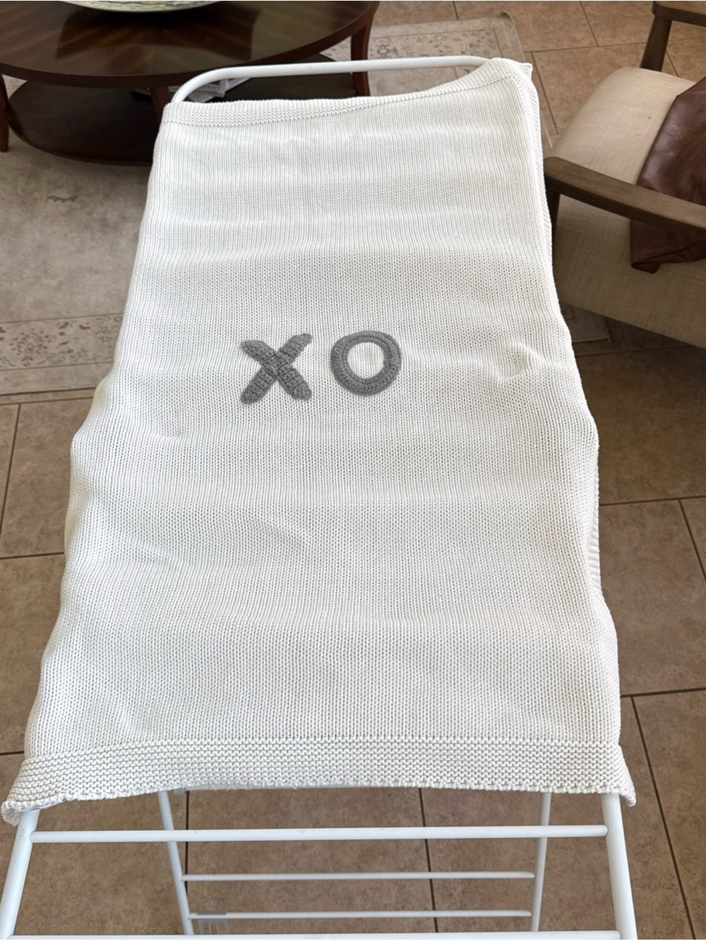 Pottery Barn Modern Baby XO Hugs Kisses Bkanket 30x40 Ivory Gray